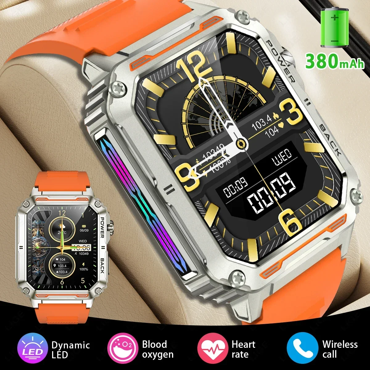 

2024New Colorful Breathing Light Smart Watch for Men Bluetooth Call Multifunctional Lighting Effect Health Monitoring Smartwatch