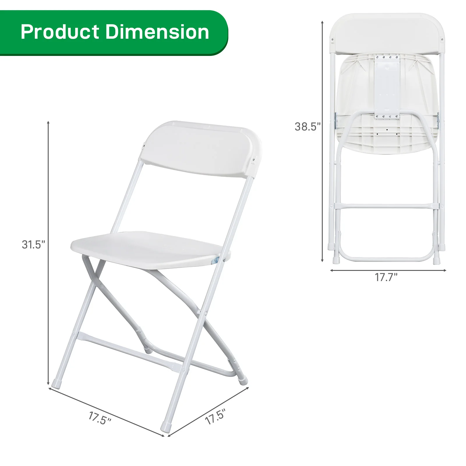 10pcs Injection Molding Classic Garden Plastic Folding Chair White