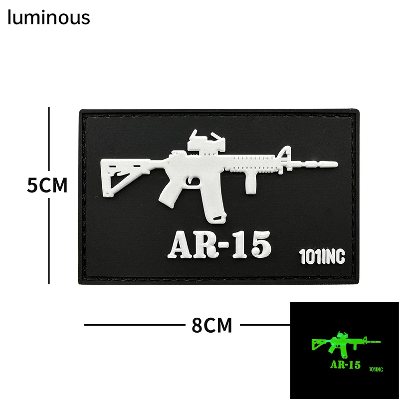 NO PAIN NO GAIN patches hook PVC AK AR luminous Badges Soft Rubber Tactical Patch For Clothing Bag DIY Accessories