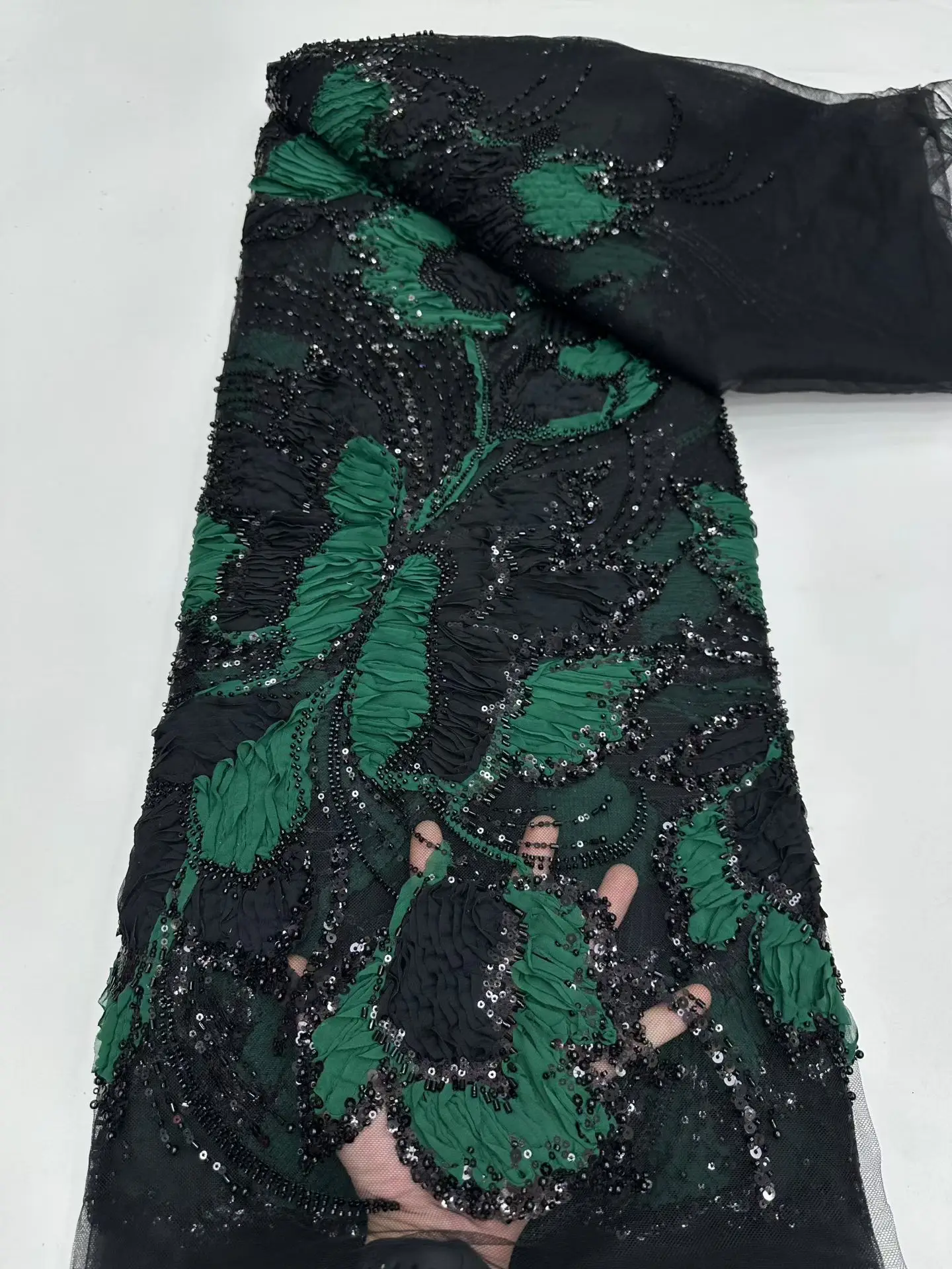 Французская кружевная ткань 2026, высокое качество, африканский бисер, вышитый нигерийский тюль с блестками, кружево 5 ярдов для шитья вечерних платьев