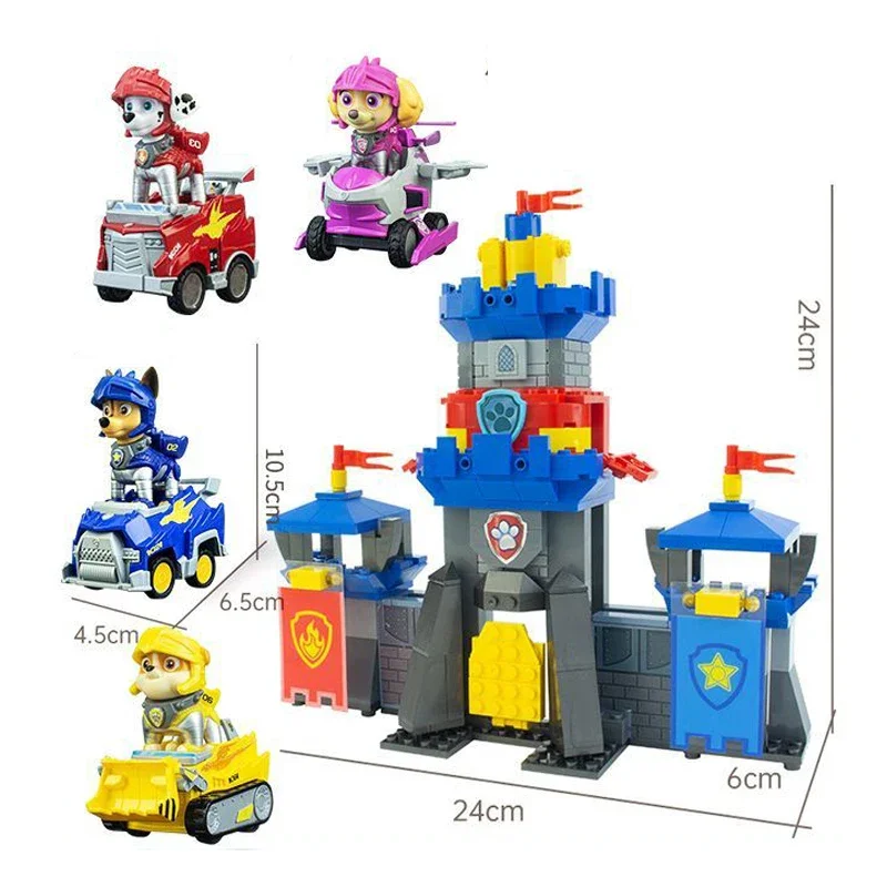 Paw Patrol Building Blocks Toys Rescue Knight Series Pullback Car Watchtower Rescue Base Command Center Lookout Tower Kids Gifts