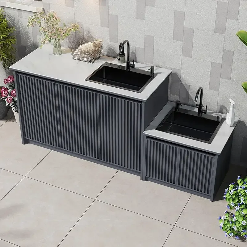 

Aluminum alloy outdoor sink, mop pool, integrated courtyard, garden floor-to-ceiling locker