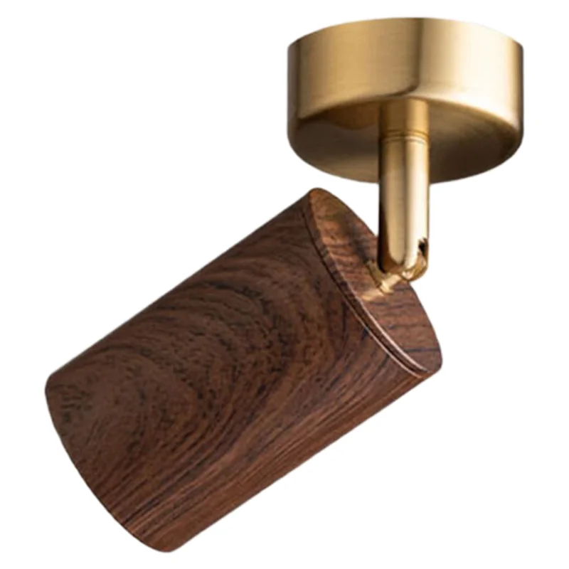 ABUI-Aluminum Material Adjustable Angle Led Spot Light Mounted Ceiling Lamp Walnut Small Design
