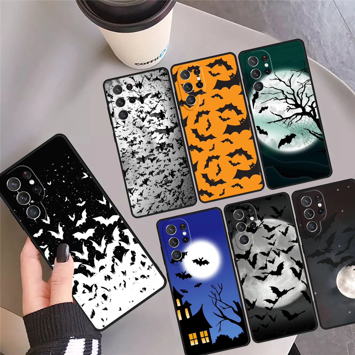 

Vampire Bats Full Moon Halloween Phone Case Cover For Samsung Galaxy S24 S25 Ultra S23 S22 Plus S21fe Lite S20 Note 10 20 Pro