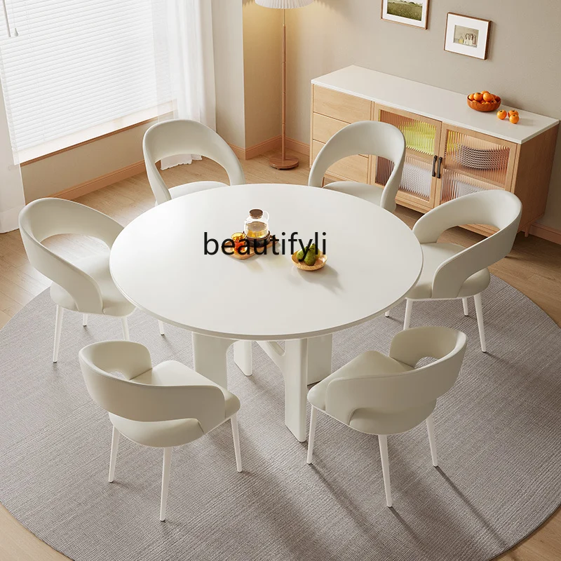 

Dining Tables and Chairs Set Italian Household Restaurant round Table Modern Minimalist Multi-Person round Dining Table