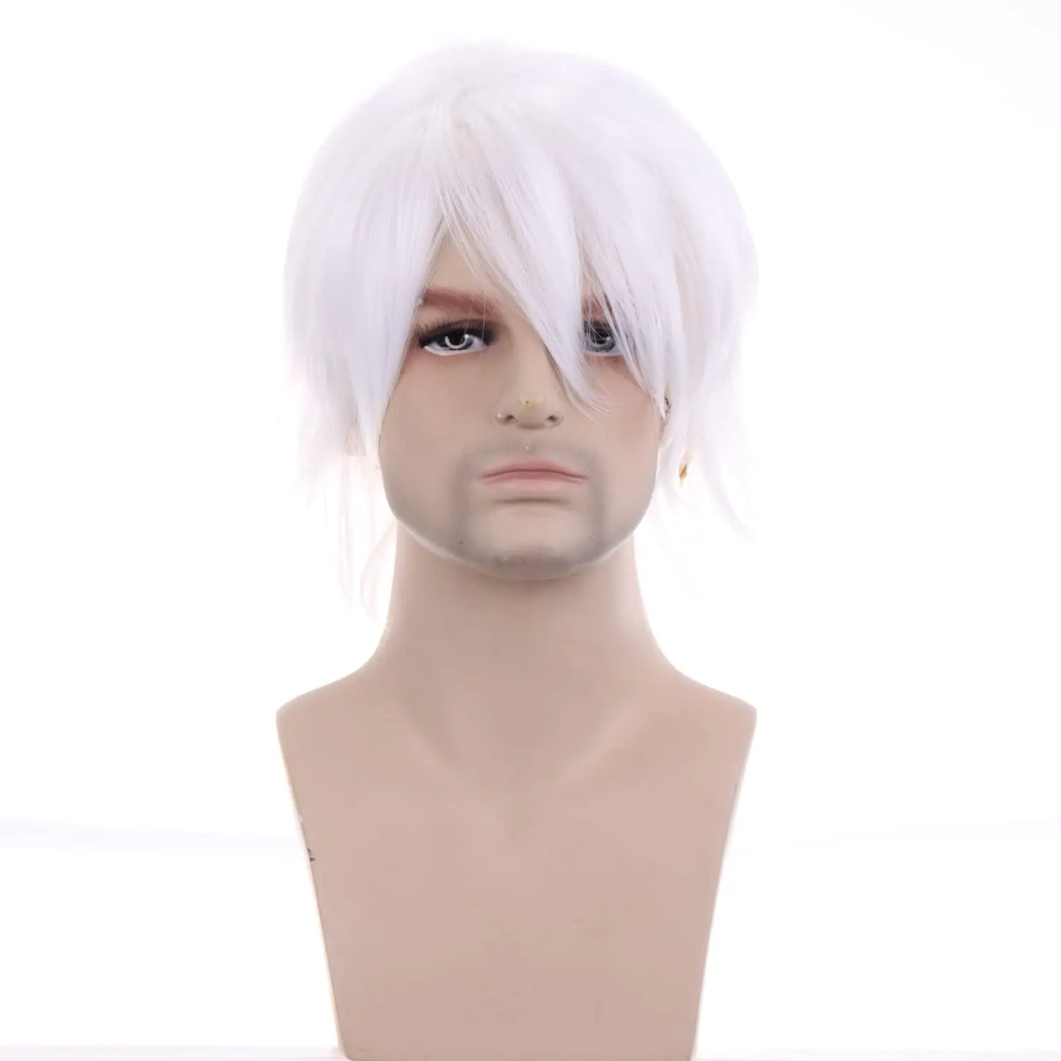 Kurze weiße Perücke für Männer oder Frauen, Anime-Cosplay-Perücken, langes kurzes Kunsthaar für Halloween-Kostümparty