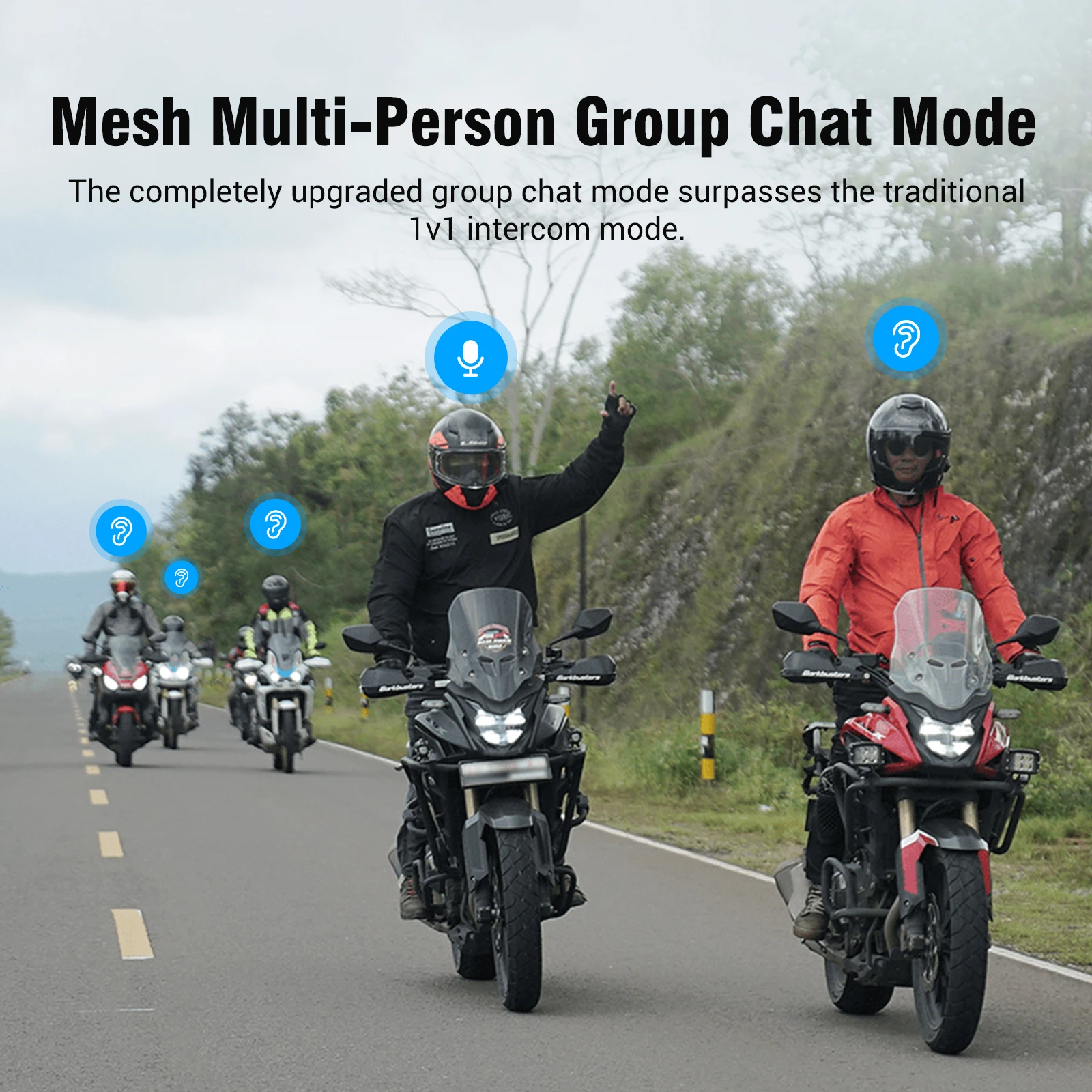 Motorcycle riding waterproof multi-person networking group chat intercom helmet bluetooth headset 6.0