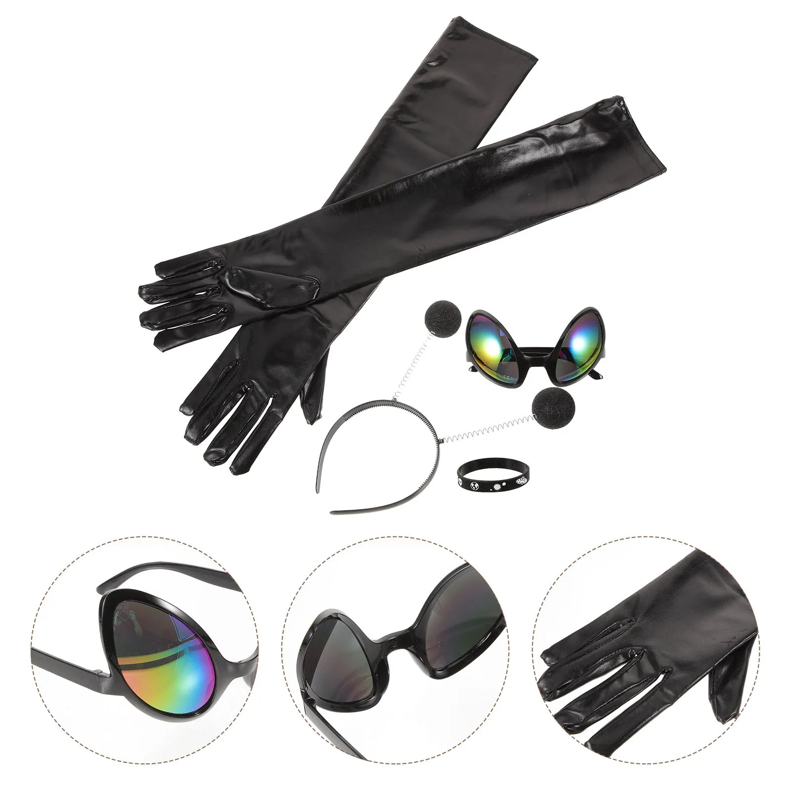 1 مجموعة 1 مجموعة زي الملحقات هوائي عقال مضحك النظارات الشمسية قفازات لمهرجان تأثيري ارتداء الدعائم المحمولة خفيفة الوزن #2