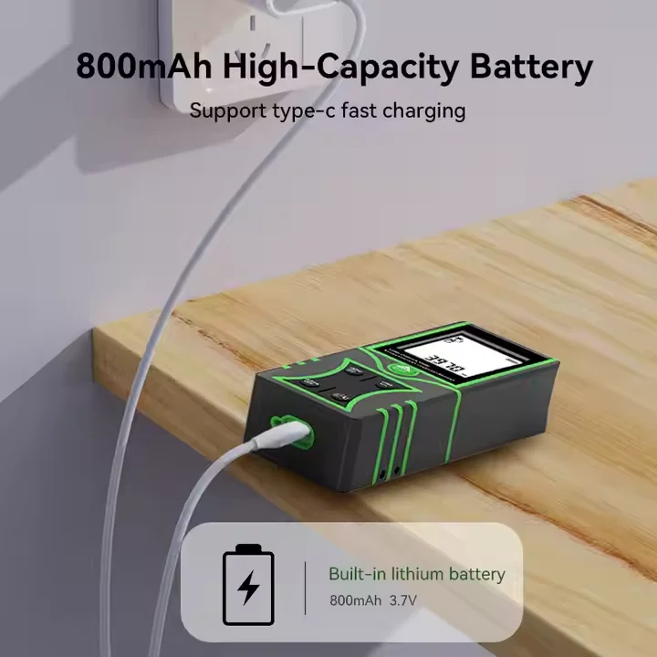 เครื่องวัดระยะด้วยเลเซอร์แบบชาร์จไฟได้ หน้าจอ LCD 2.0 นิ้ว พร้อมฟังก์ชันกล้อง ระยะการใช้งานกลางแจ้ง 120 เมตร สำหรับงานอุตสาหกรรม