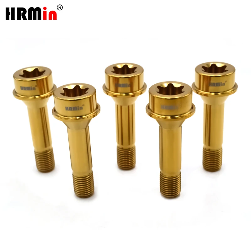 HRMin lug bolt Gr.5 titanium Torx head Cone seat wheel hub bolt titanium bolt M14*1.5*52mm for Ferrari racing car