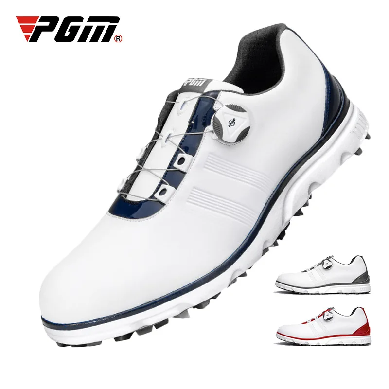 

New Men Golf Casual Sneakers Shoes Swivel Laces Breathable Genuine Leather Light Soft Sports Non-Slip Water Proof Spikes XZ164