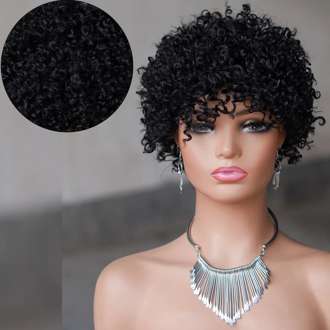 Stylish Short Curly Pixie Cut Wigs The Brazilian Virgin Remy human hair provides a soft touch fully machine - made for precision