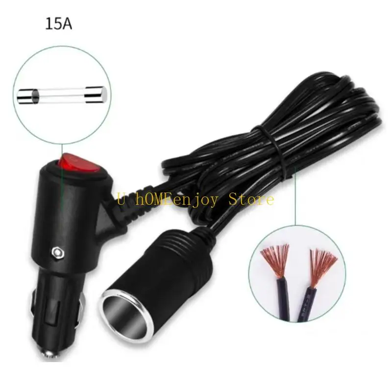 B0KF 12V24V Cigarette Power Extension Cable Extend Car Charging Capabilities