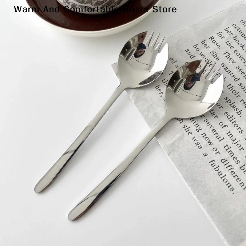 【SE】Stainless Steel Salad Spoon Creative Shovel Spoon Fork Pasta Coffee Fork Dessert Cake Fork Watermelon Fruit Spoon