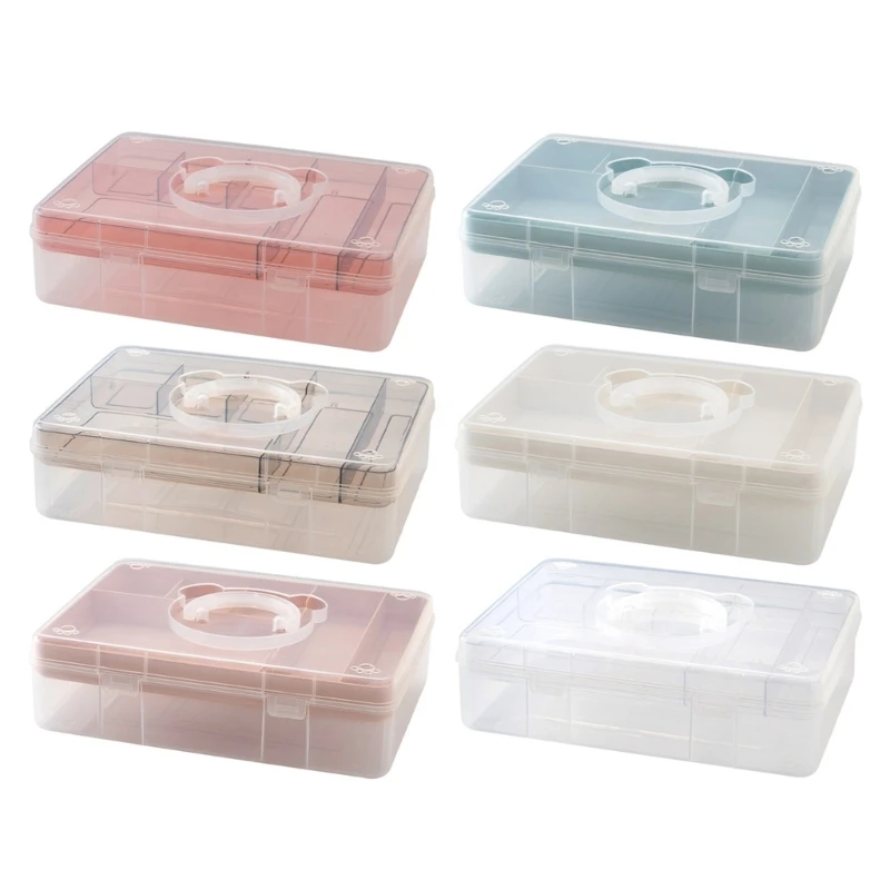 

Double Layer Box with Handle Stackable Storage Container Project Case