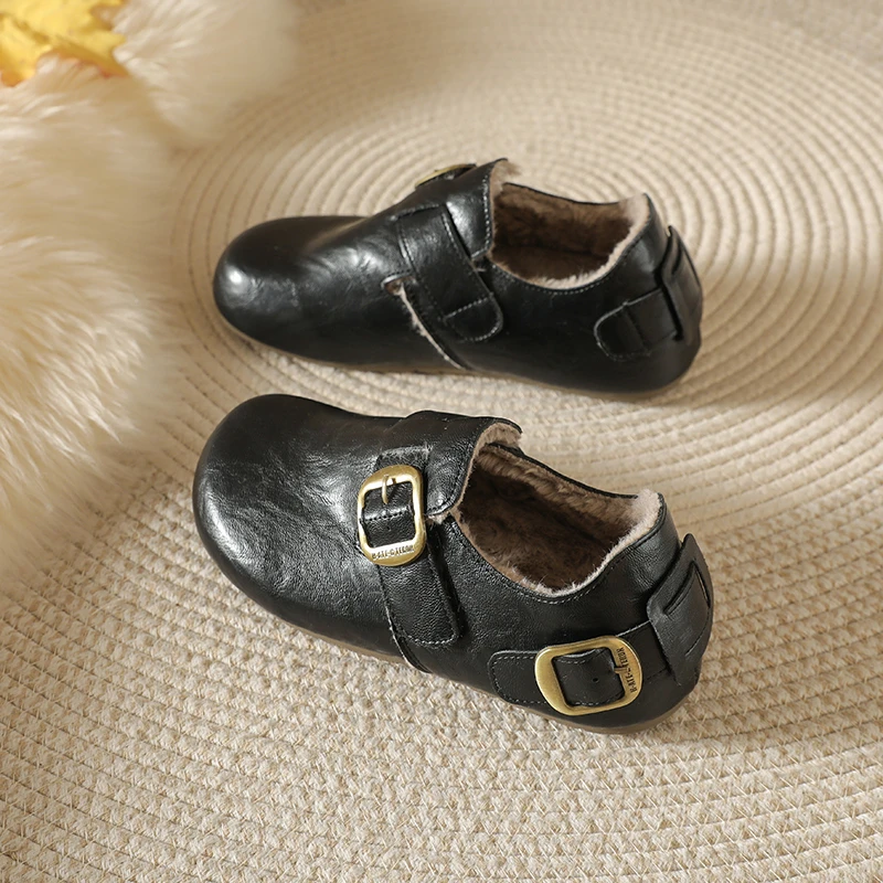 

Ботинки на плоской подошве в стиле ретро, женская зимняя теплая хлопковая обувь, мягкая подошва 1, зимние непромокаемые лоферы без шнуровки на мягкой подошве в стиле ретро