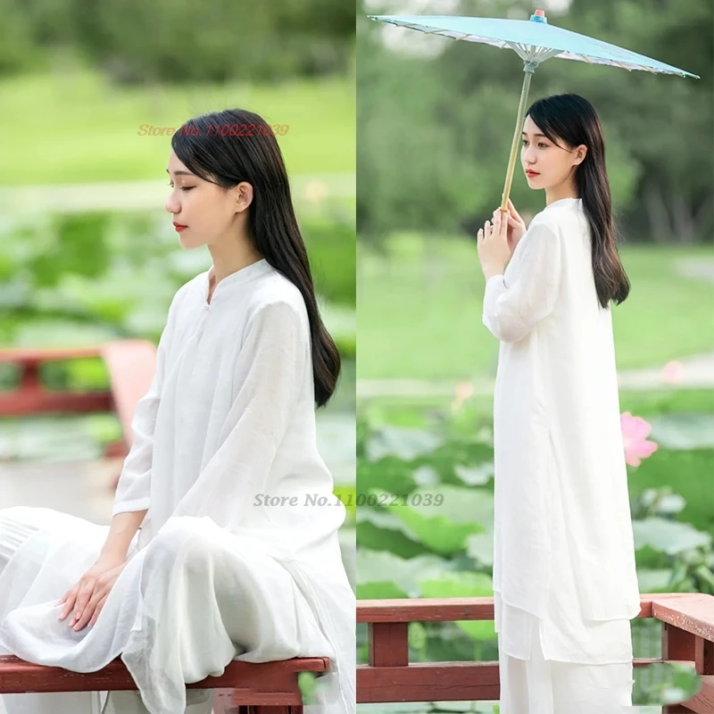 2024 chinese kung fu tai chi clothing martial arts clothes traditional taijiquan practice wushu cotton linen set outdoor uniform