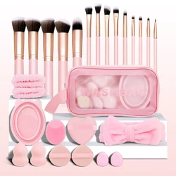 27PCS makeup tool set, including makeup brushes, hairband wrist sponge ball powder puff silicone cleaning makeup brush tools, et