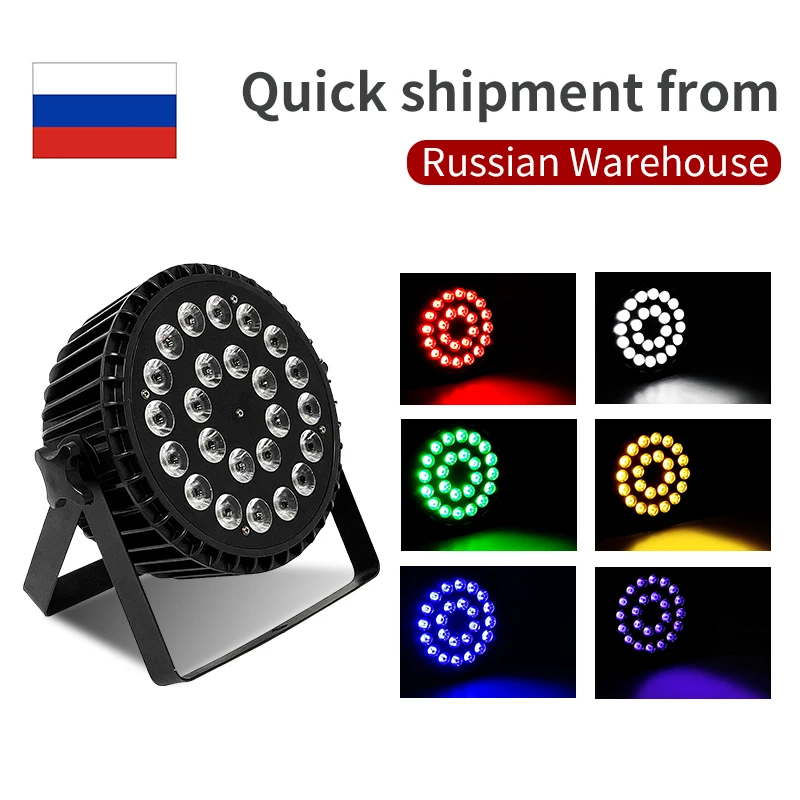 DMX512 Aluminum Stage Par Led 24x18w RGBWA UV 6in1 Led Par Light Led Flat Par Stage  DJ Lights Wash Wall Light Strobe Light