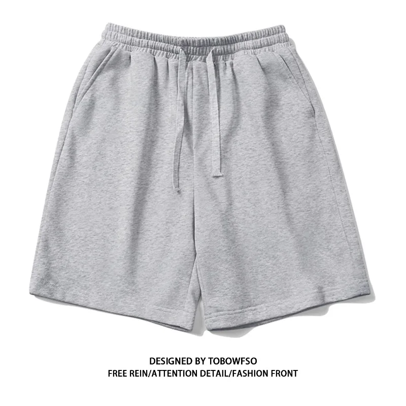 100% Cotton Simple High Street Shorts Men's and Women's Same Summer Loose Five-point Pants White Gray Sports Couple Pants