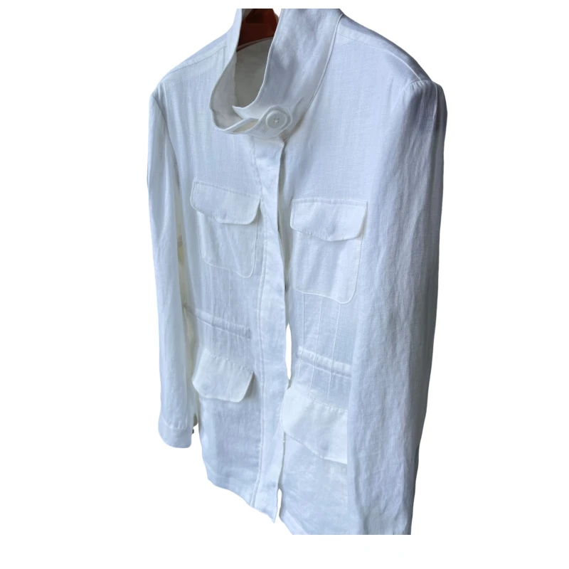 24 Spring and autumn top quality solid color linen traveler jacket jacket blazer donna womens coat luxury designer clothing