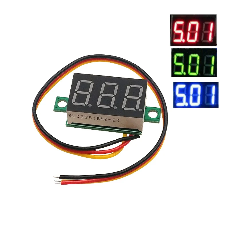 1 sztuk 0.36 dwuprzewodowy DC 2.50 do 30V LCD woltomierz cyfrowy Voltimetro czerwony/niebieski/zielony LED Amp woltomierz miernik napięcia