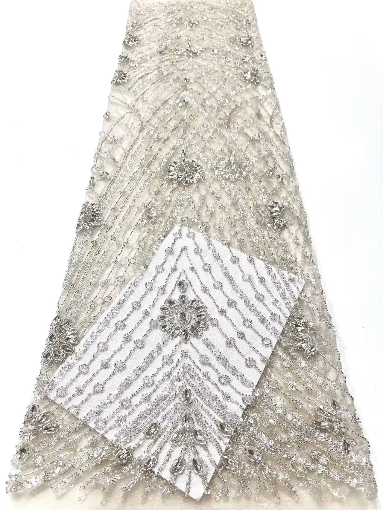 African Sequin Beaded Groom Lace Fabric High Quality French Tulle Lace Fabric 2026 Embroidery Nigerian Lace Fabric Wedding M21-1