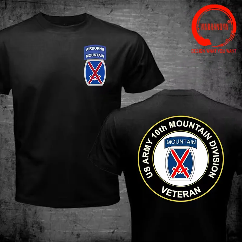 US Army Airborne 110th MI BN 10th Mountain ID LRSD ABN T Shirt Men Fashion Military T-Shirt Trendy Clothing Men's Tops Tee Shirt