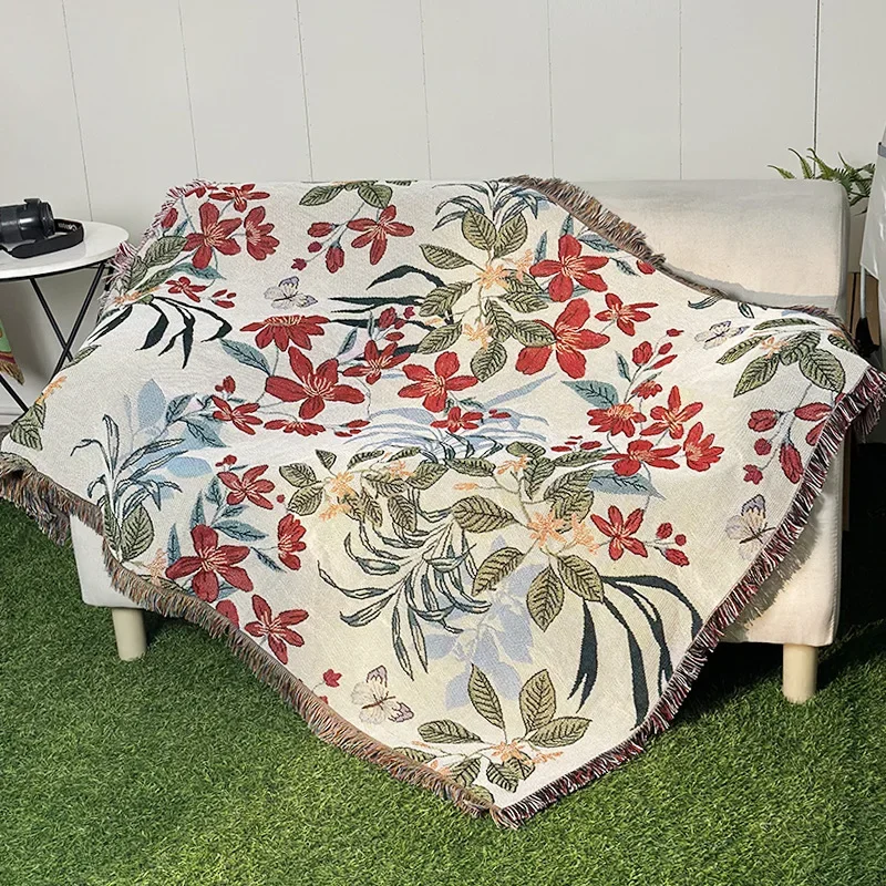 Casual Floral Blankets Bed Decoration Woman Carpet Sofa Sofa Blanket Throw Blankets Leaves Leisure Rug Single Tapestry drop ship