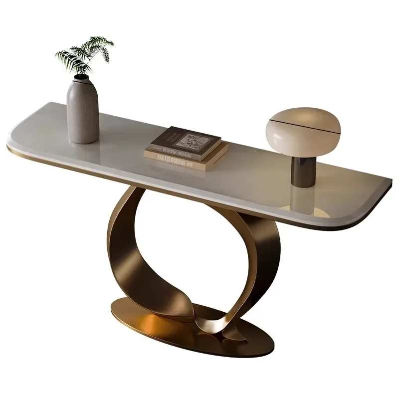 Designer Creative Table Light Luxury Villa Entrance Door Marble Corridor Entrance Hall End View Platform