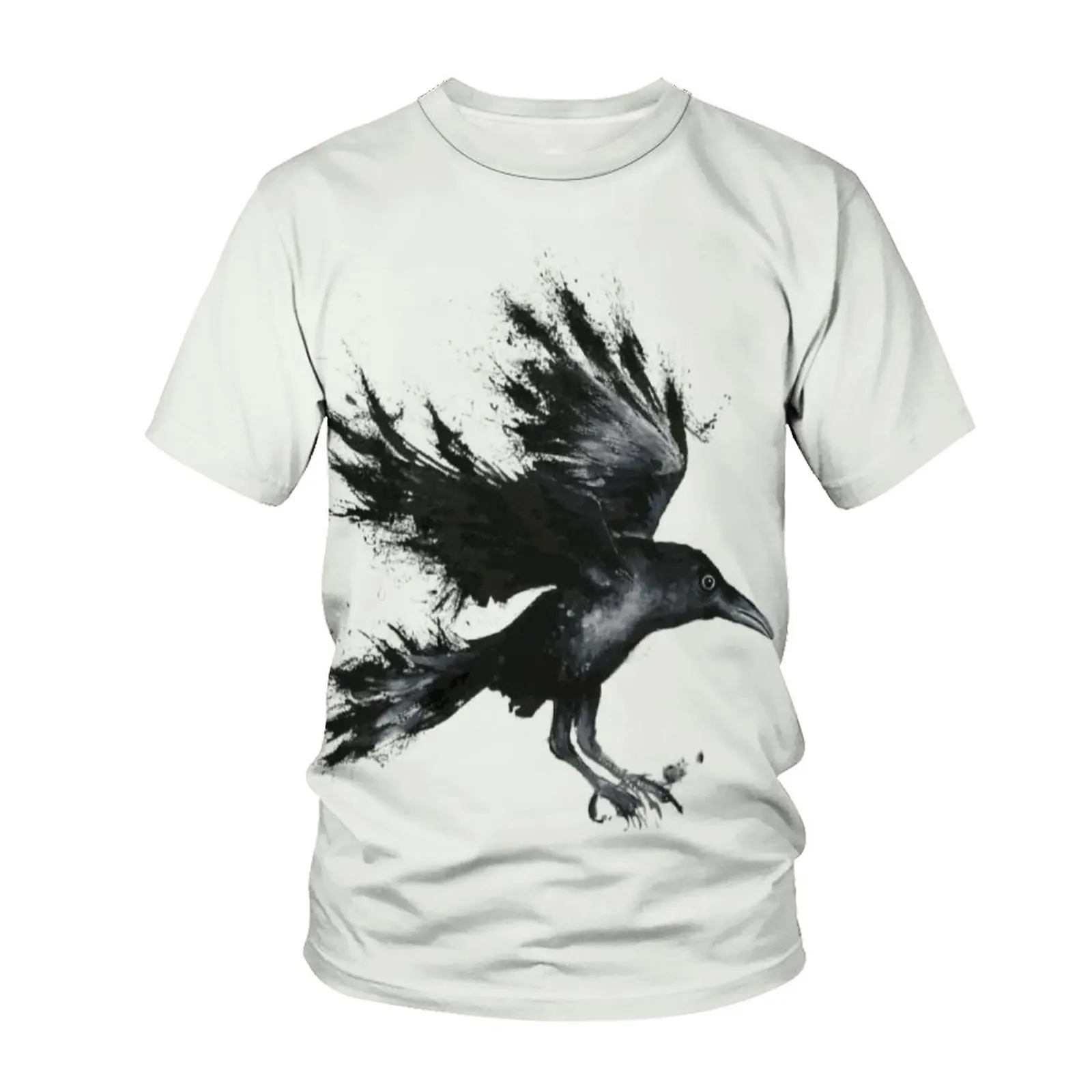 Crow Printed 3D T-shirt Animal Raven Bird  Harajuku Streetwear Oversized Tops Men Women Summer Fashion Casual Short Sleeve