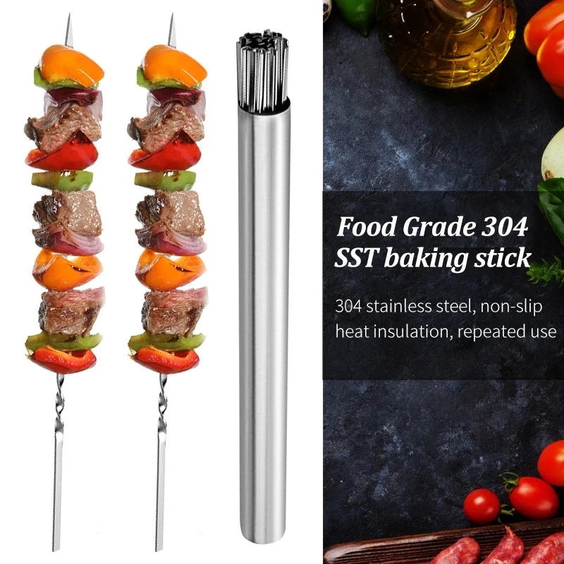 10/20Pcs Stainless Steel Barbecue Skewer Reusable Flat BBQ Needle Stick Barbecue Tools for Outdoor Camping Party Accessories