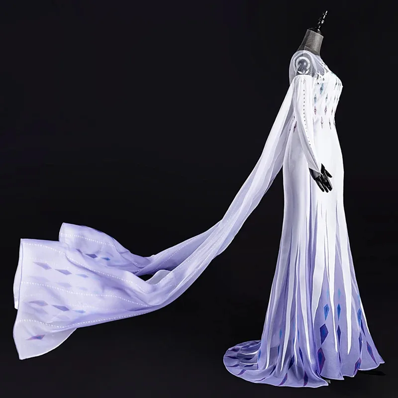 2025 New Snow Queen Elsa Dress Princess Cosplay Costume Women Adult Halloween Carnival Party For Girls Long Cloak Fancy Dresses