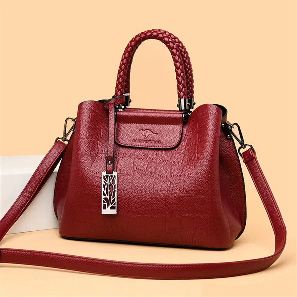 Hand-knitted Luxury Handbags Women Bags Designer Stone Pattern Ladies Handbag Crossbody Bags for Women Shoulder Messenger Bag