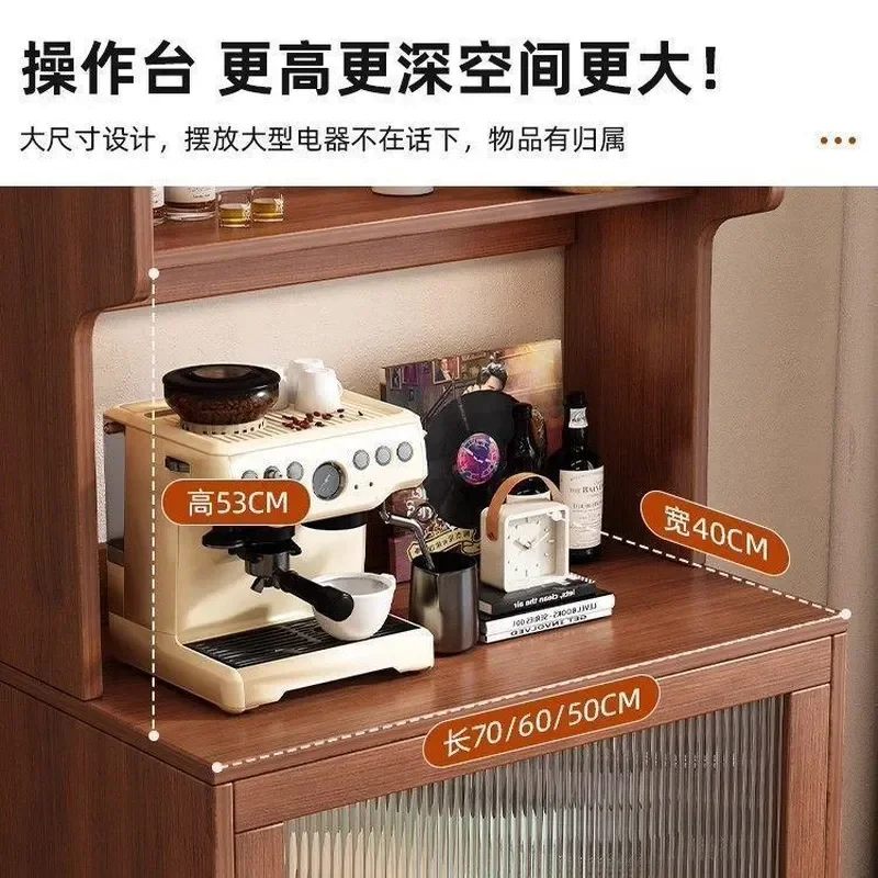 Solid Wood Side Cabinet Simple Living Room Integrated Wall Tea Cabinet Kitchen Storage Locker Wine Cabinet