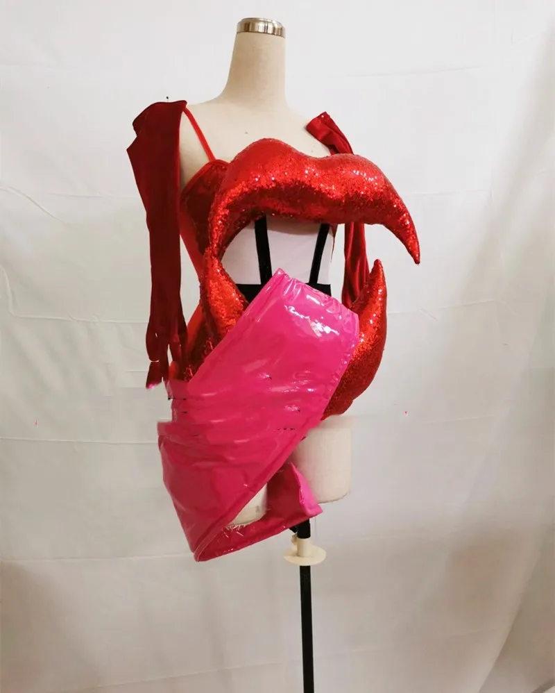 Bar Valentine's Day DS female singer big lips sequined conjoined GOGO costume