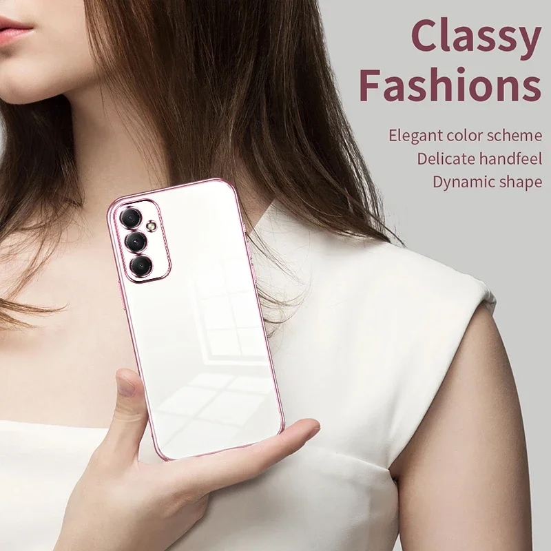 Luksusowe przezroczyste etui z powłoką ochronną na Samsung Galaxy S26 Ultra S25 FE S24 Plus S23 FE A55 A34 A35 A54 A53 A15 A05S Miękka tylna obudowa — zdjęcie 3