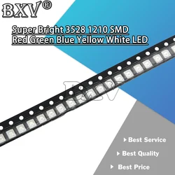 100PCS Super Bright 3528 1210 SMD LED rosso verde blu giallo bianco UV ghiaccio nuovo diodo LED