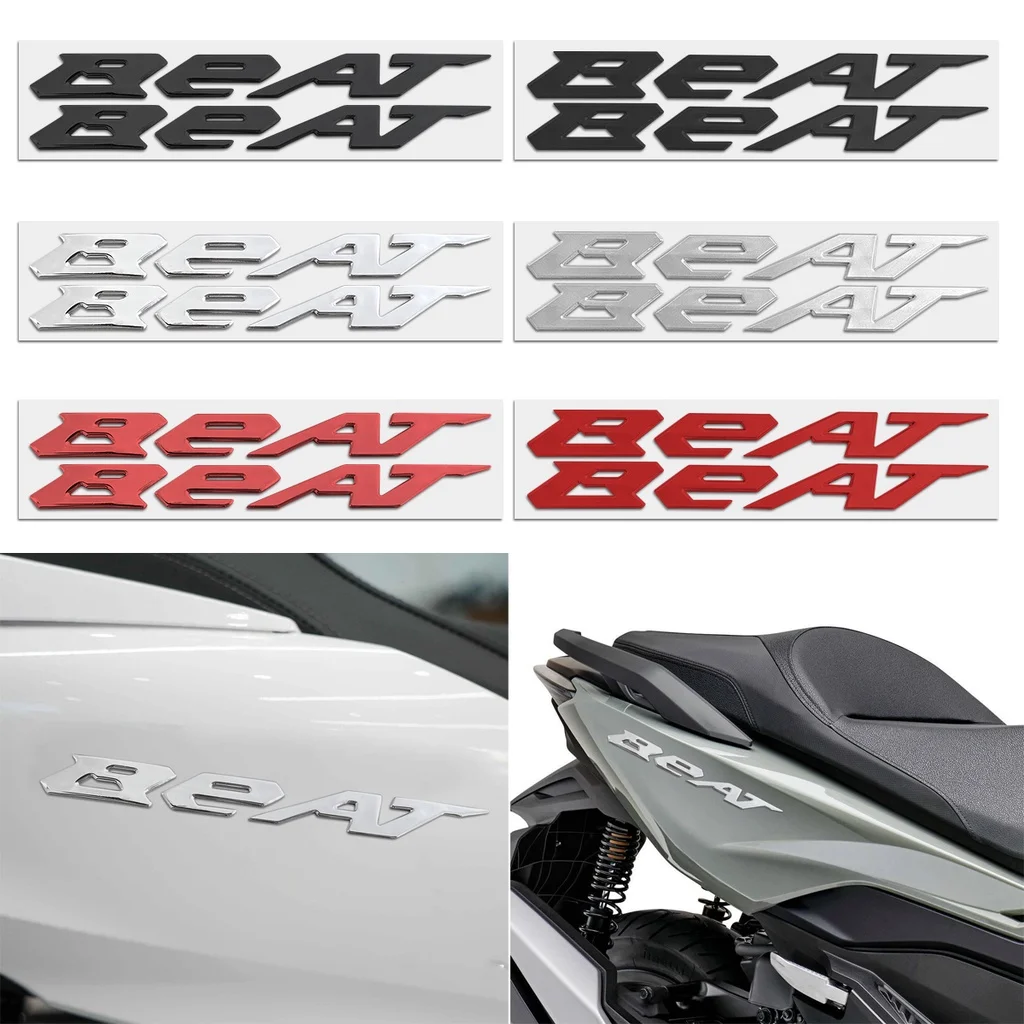 

2PCS 3D Resin BEAT Logo Sticker Motorcycle Body Waterproof Decal for HONDA BEAT Beat
