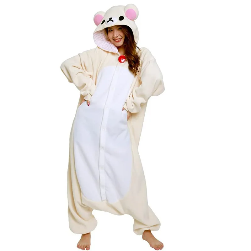 New Cute Cartoon Character Rilakkuma Kigurumi Bear Sister Adult Anime Jumpsuit Pajamas Kawaii Anime Peripheral Pajamas