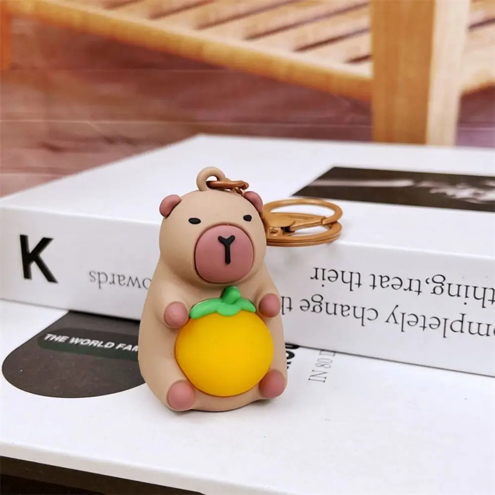 Cartoon Capybara Doll Key Chain with Lights Illuminated Anime Capybara Keychain PVC High Quality Little Night Light Pendant