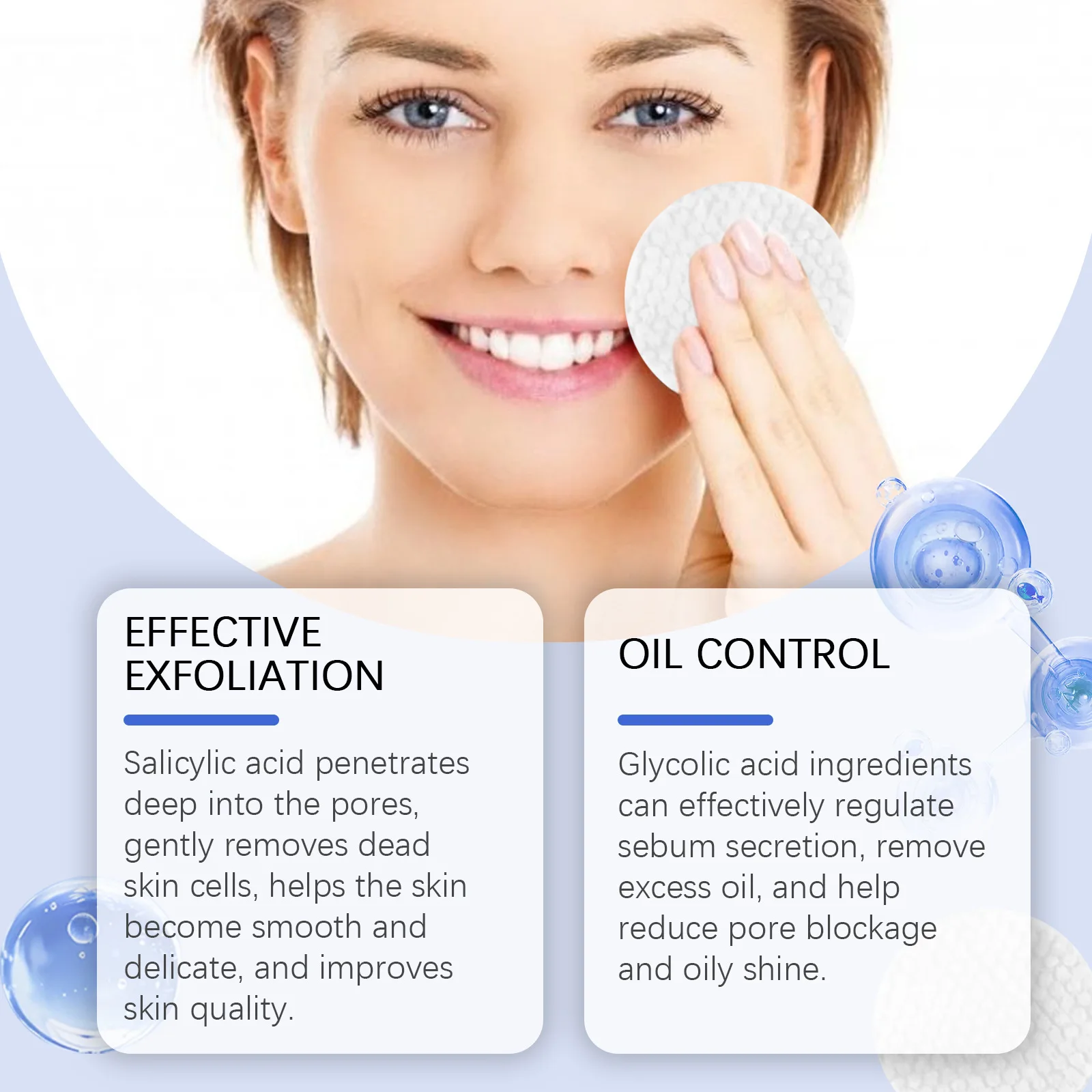 Glycolic Acid Cleansing Pads Acne Remover Brightening Moisturize Glowing Repair Oil Control Exfoliating Facial Sponges Skin Care