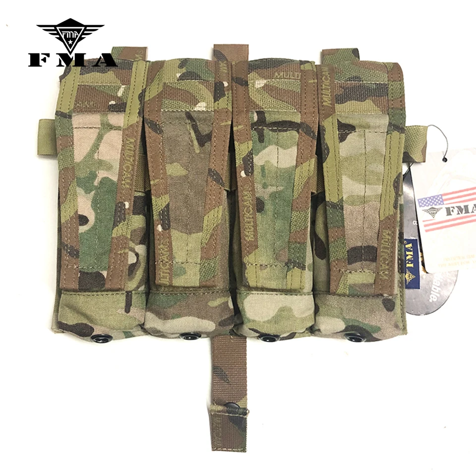 FMA Multicam New MP7 Quadruple Magazine Pouch Molle 500D MC for Tactical Vest AVS JPC2.0 Vest Front Panel