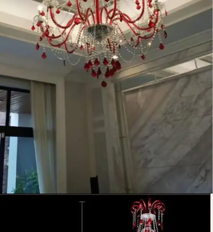 European Diffuse Cafe Chandelier Color Red Crystal Light Net Cafe Hotel Banquet Hall KTV Light Clothing Store Chandelier