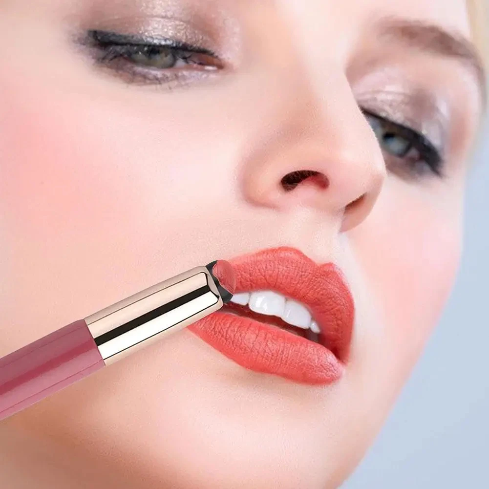 Pincel de labios de silicona con tapa, corrector, como yemas de los dedos, Q, lápiz labial suave, pinceles de maquillaje, cabeza redonda, No rota