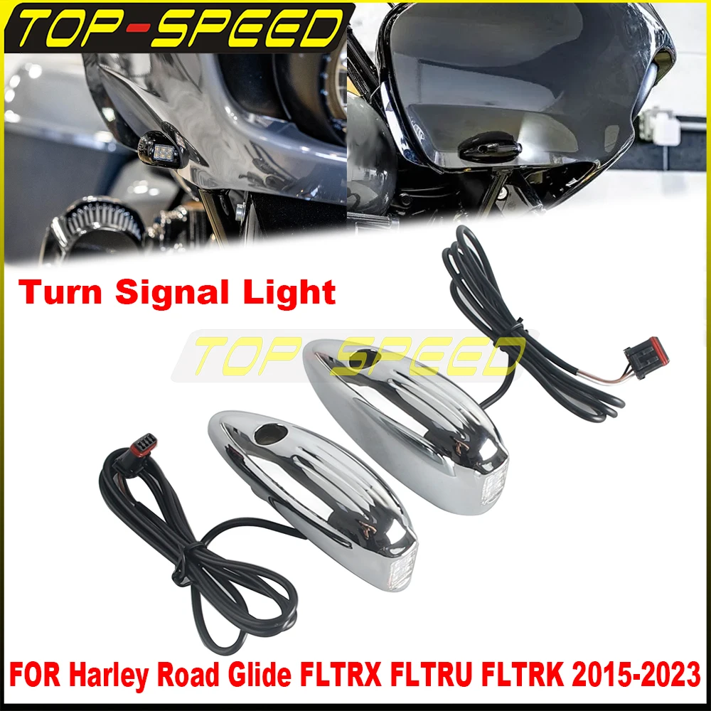 LED DRL lamp Turn Signal Light Aluminum Housing Replacement Lighting Accessories For Harley Road Glide FLTRX FLTRU FLTRK 2015-23