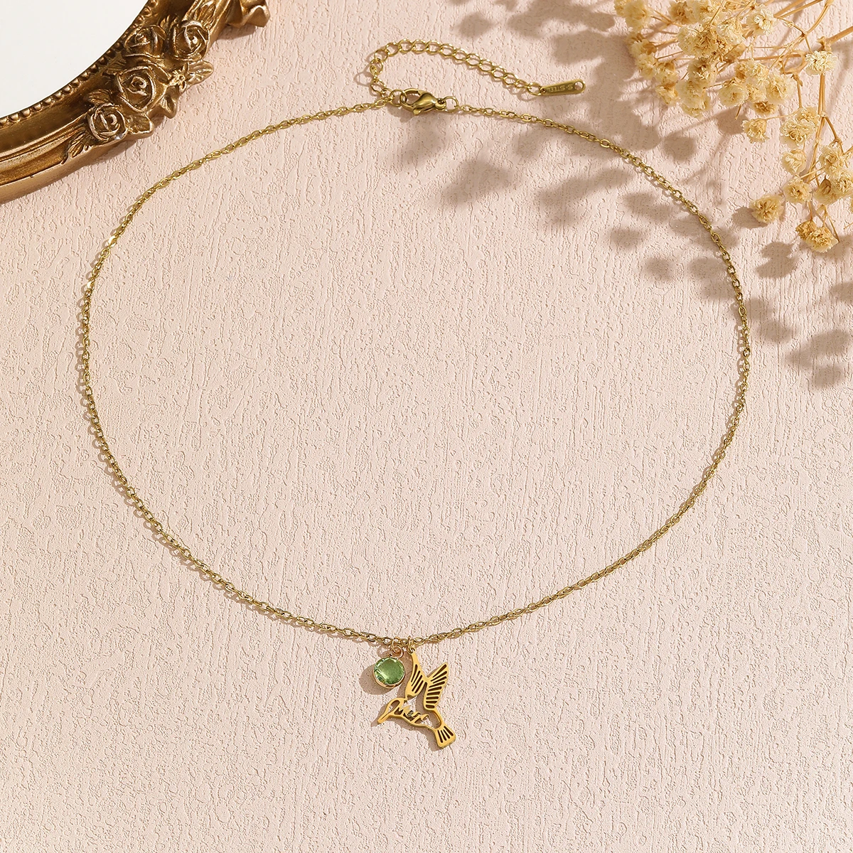 Kalung Baja Tahan Karat Liontin Burung Kerangka Perhiasan Fashion Kreatif Yang Dipersonalisasi untuk Hadiah Wanita Pria