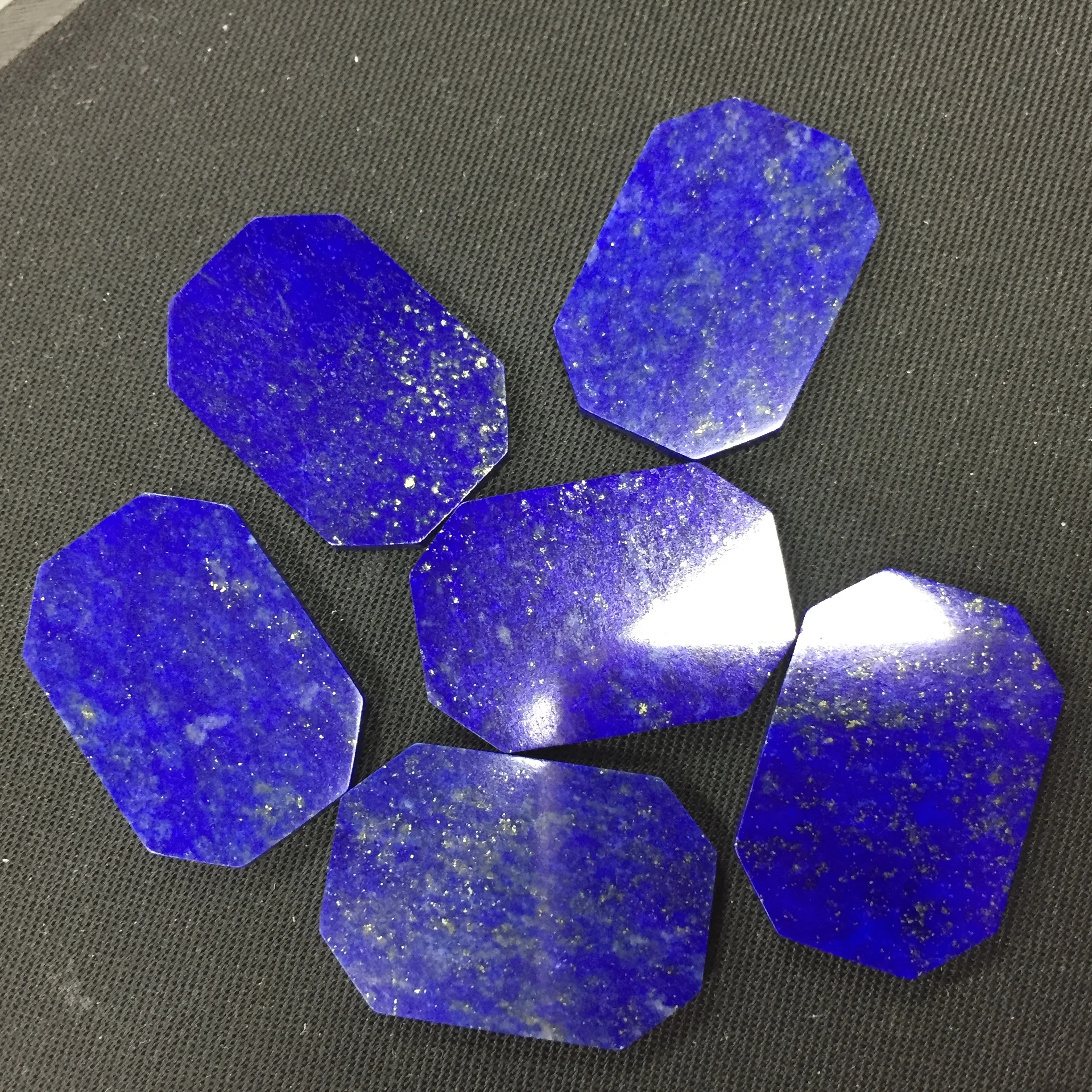 

50 Pieces 1 Bag 10x13x2mm High Polished Emerald Cut Flat Natural Dark Blue Lapis Lzuil Gemstone