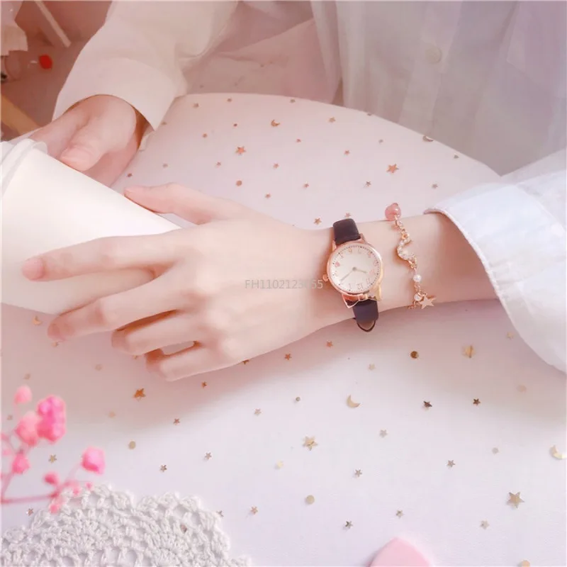 Reloj Digital de cuarzo con correa de cuero para niños y niñas, pulsera con esfera de amor a la moda, sin caja