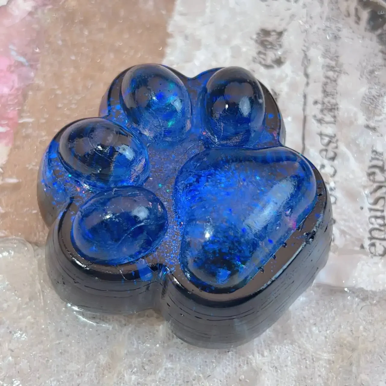 Jouet Mochi spongieux de pied anti-stress, série ciel étoilé bleu foncé Kawaii patte de chat, jouet à presser Fidget, souligné Charleroi jamais